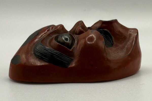Netsuke Demon Mask, Lacquered Boxwood, Meiji period, Japan, 19th Century - Image 3