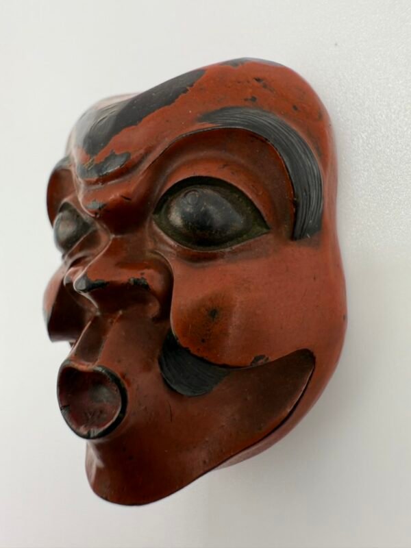 Netsuke Demon Mask, Lacquered Boxwood, Meiji period, Japan, 19th Century - Image 4