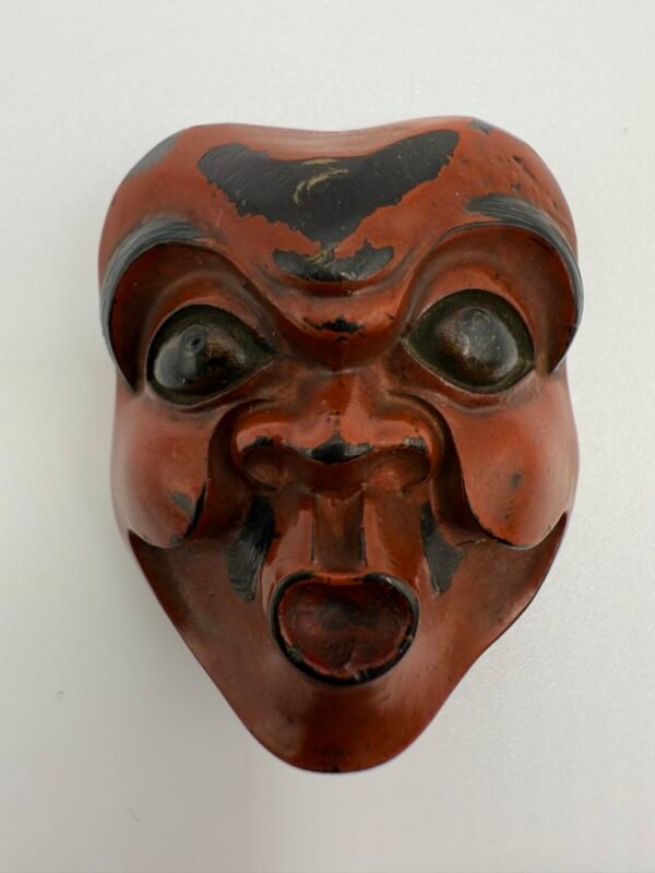 Netsuke Demon Mask, Lacquered Boxwood, Meiji period, Japan, 19th Century - Image 5