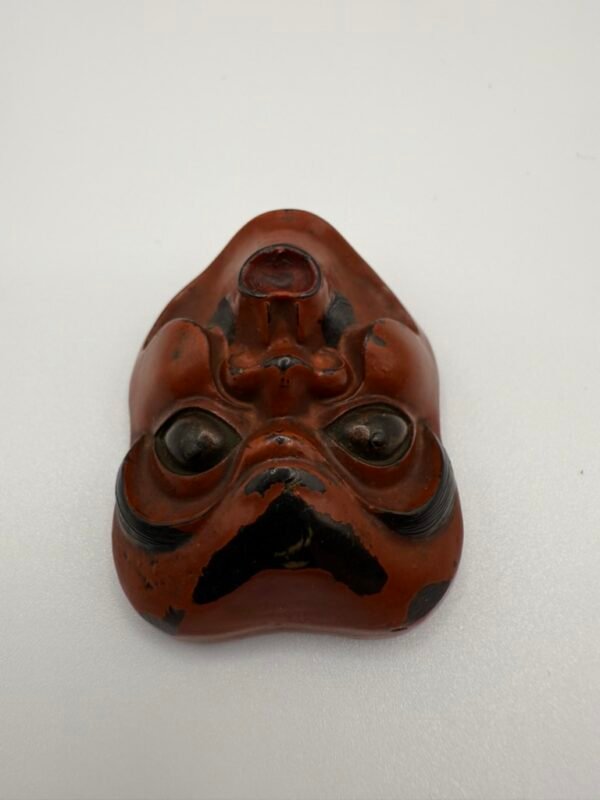 Netsuke Demon Mask, Lacquered Boxwood, Meiji period, Japan, 19th Century - Image 6
