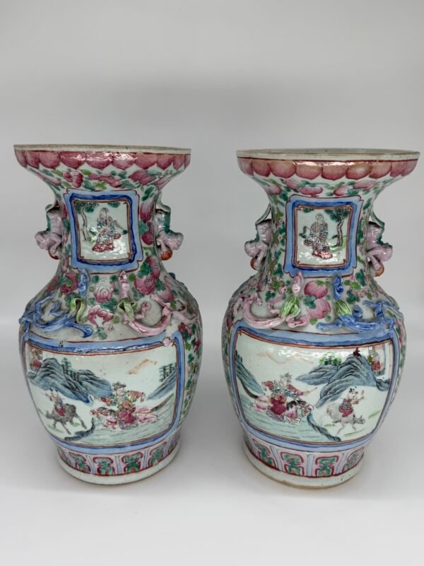 Famille Rose Vases, Chinese, 19th Century