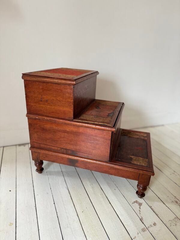 Antique 19th Century English Mahogany Library / Bed Steps, Victorian - Image 3