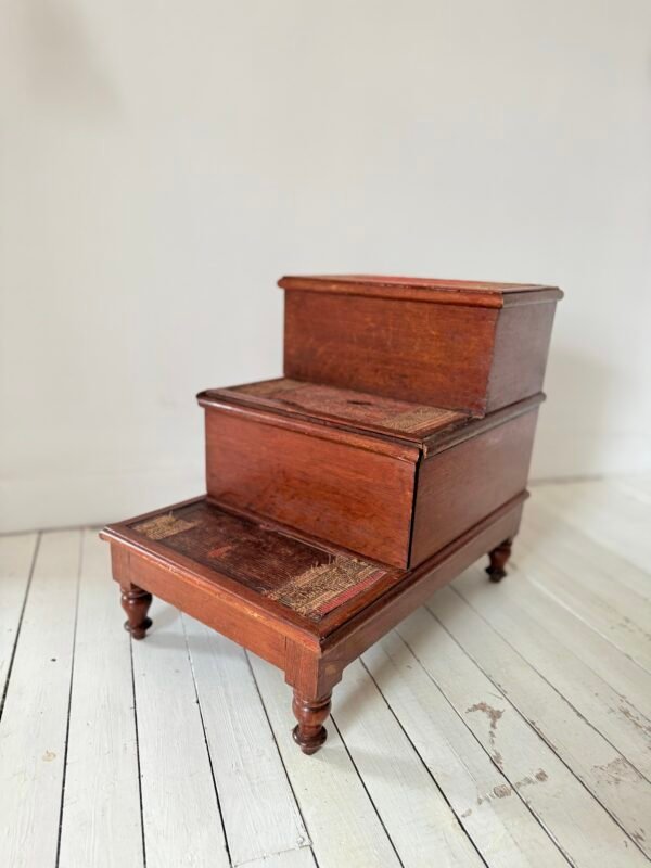 Antique 19th Century English Mahogany Library / Bed Steps, Victorian