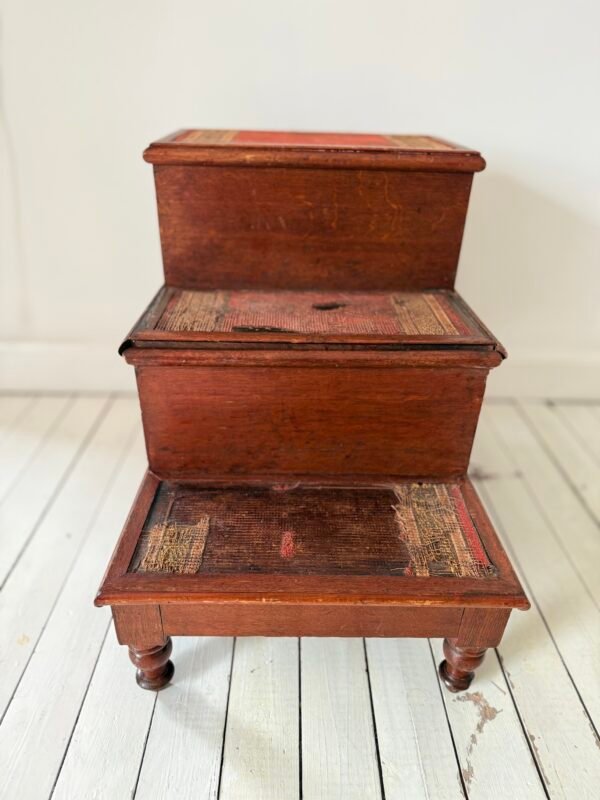 Antique 19th Century English Mahogany Library / Bed Steps, Victorian - Image 4