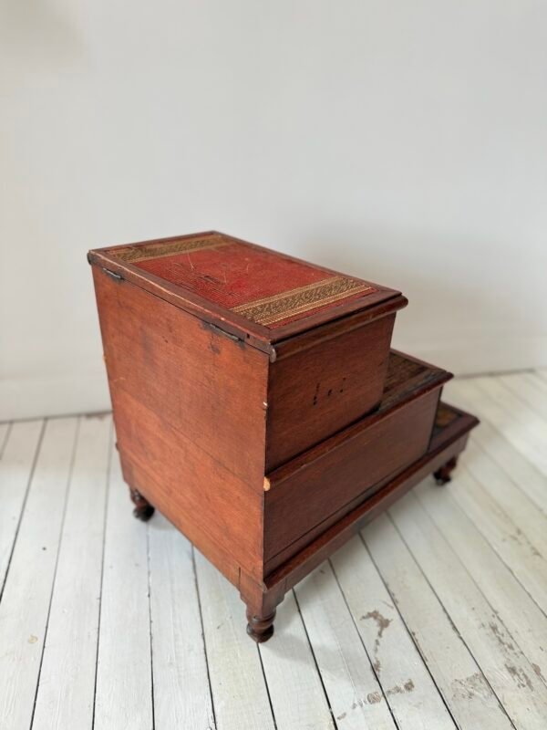 Antique 19th Century English Mahogany Library / Bed Steps, Victorian - Image 9
