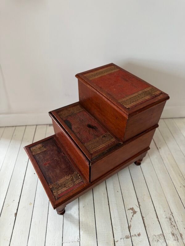 Antique 19th Century English Mahogany Library / Bed Steps, Victorian - Image 11