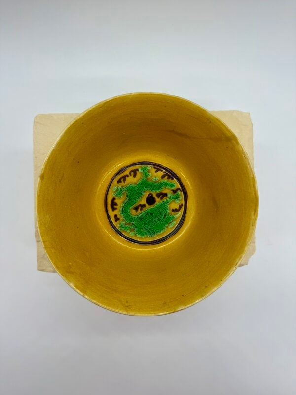 Stunning Chinese Qing Dynasty Qianlong Imperial Bowl, Yellow & Green-Glaze Dragon Decoration, 18th Century - Image 8