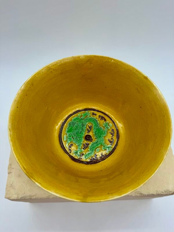 Stunning Chinese Qing Dynasty Qianlong Imperial Bowl, Yellow & Green-Glaze Dragon Decoration, 18th Century - Image 10