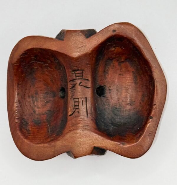 Enchanting Antique Carved Wood Netsuke Mask signed by Sukenori, 19th century, Meiji period, Japan - Image 3
