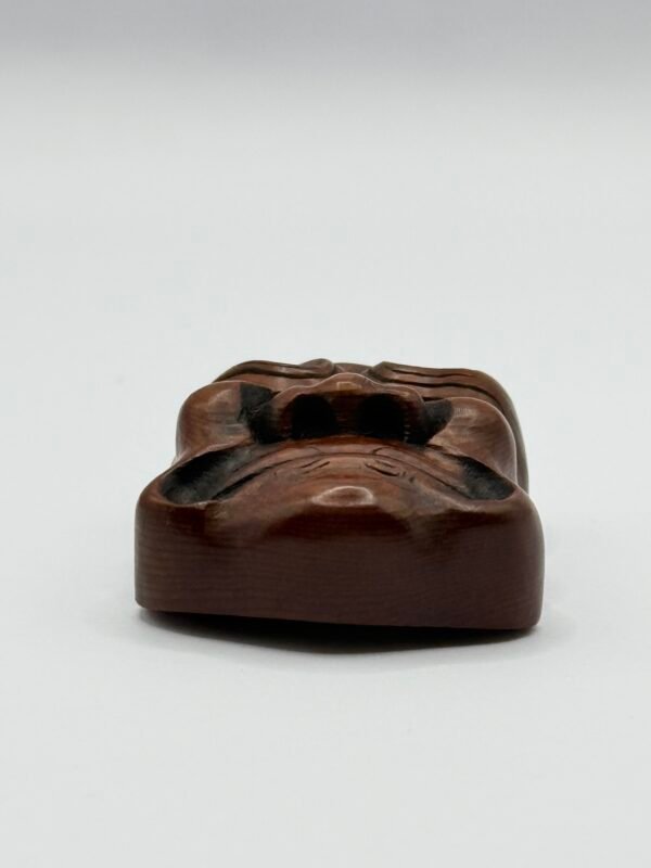 Enchanting Antique Carved Wood Netsuke Mask signed by Sukenori, 19th century, Meiji period, Japan - Image 5