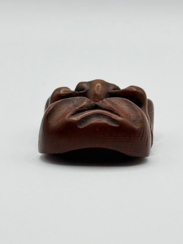 Enchanting Antique Carved Wood Netsuke Mask signed by Sukenori, 19th century, Meiji period, Japan - Image 7