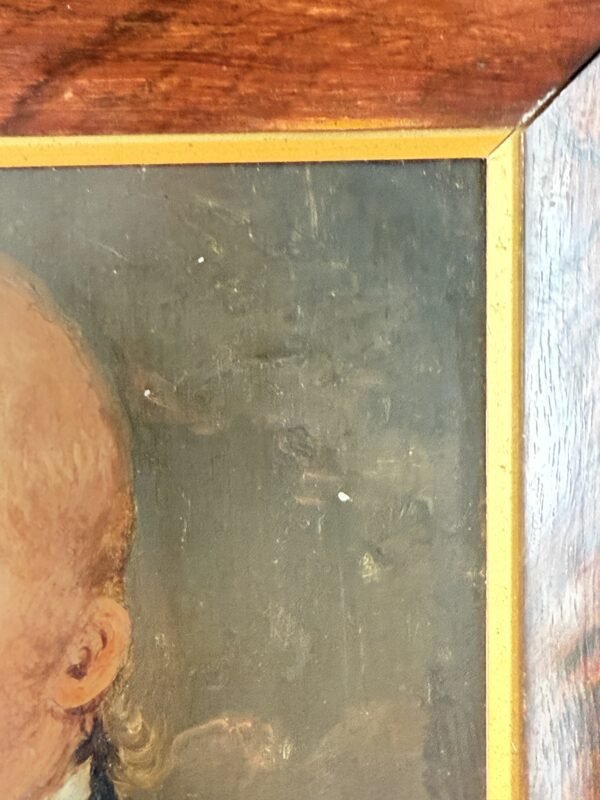 Terrific Pair of Antique 19th Century Half Bust Oil Portraits of 2 Gentlemen - Image 15