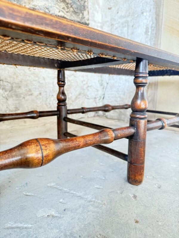 Antique 19th Century English Walnut Long Stool Cane Seat Bench – Regency/Victorian Period - Image 12