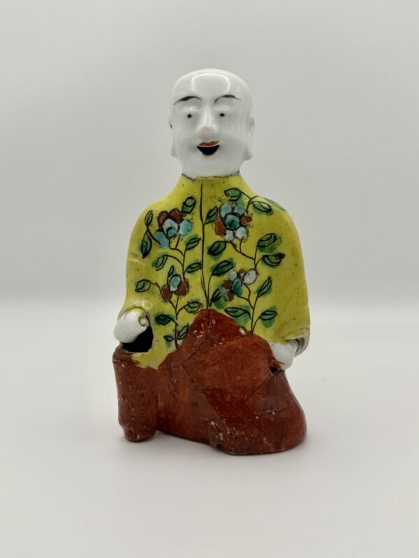 Delightful Antique Chinese Famille Rose Porcelain Laughing Boy Figure – Qing Dynasty Period