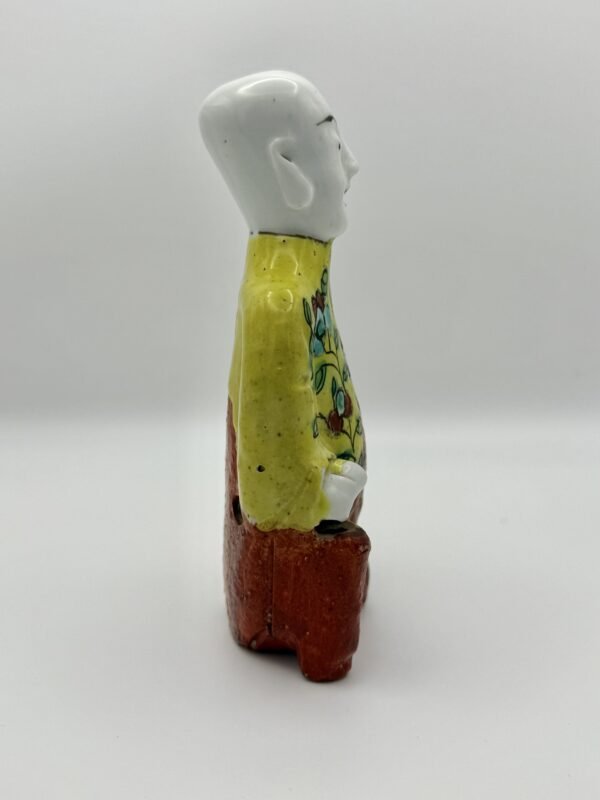 Delightful Antique Chinese Famille Rose Porcelain Laughing Boy Figure – Qing Dynasty Period - Image 9