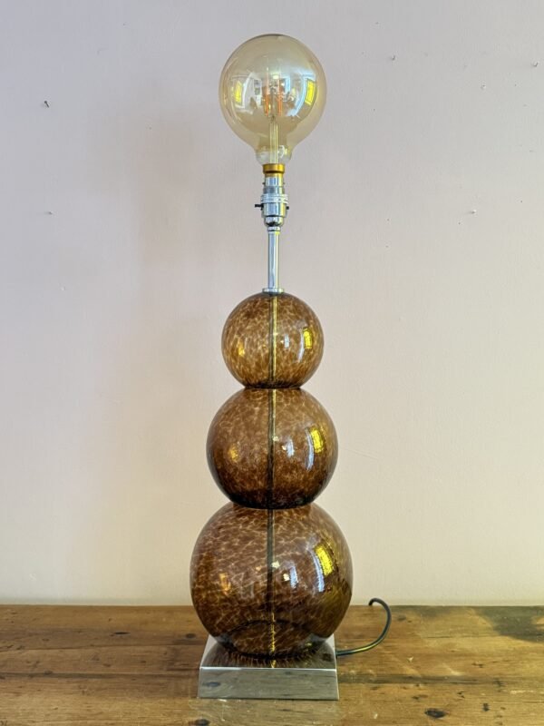 Large Heathfield & Co 'Opera' Tortoise Finish 3 Ball Glass Table Lamp – 2007 - Image 4